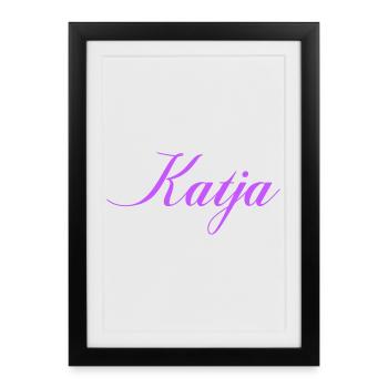 Nomme Katja en écriture lavande - Affiche encadrée (27 × 37 cm) - noir - Devant
