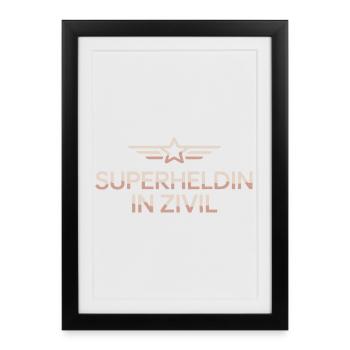 Super-héroïne en costume de super-héros civil - Affiche encadrée (27 × 37 cm) - noir - Devant