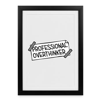 Logo drôle d’anxiété drôle et sombre de la réflexion professionnelle - Affiche encadrée (27 × 37 cm) - noir - Devant