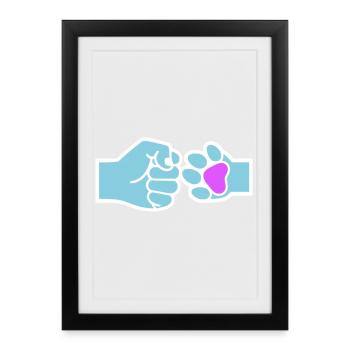 Coup de poing de patte : équipe d’animaux humains - Affiche encadrée (27 × 37 cm) - noir - Devant