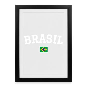 Brazil Flag Design White - Framed poster (27 × 37 cm) - black - Front