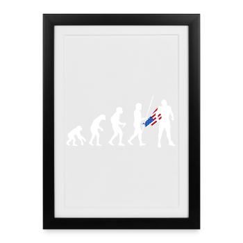 Évolution du super-héros américain USA Drapeau américain - Affiche encadrée (27 × 37 cm) - noir - Devant