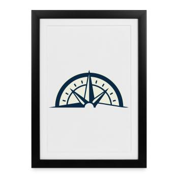 Armoiries de la boussole du Sauveteur de Montagne - Affiche encadrée (27 × 37 cm) - noir - Devant