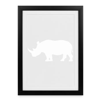 Rhino Silhouette Minimalist - Framed poster (27 × 37 cm) - black - Front