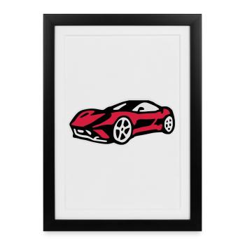 Voiture de sport ferari - Affiche encadrée (27 × 37 cm) - noir - Devant