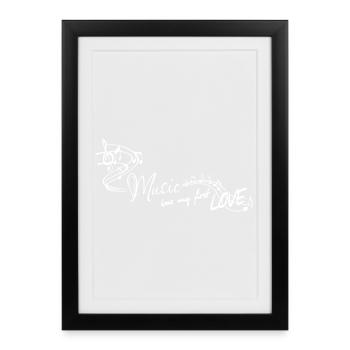 La musique était ma première mélodie d'amour La musique Schlager - Affiche encadrée (27 × 37 cm) - noir - Devant