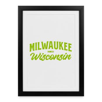 Écriture Vintage Milwaukee Wisconsin - Affiche encadrée (27 × 37 cm) - noir - Devant