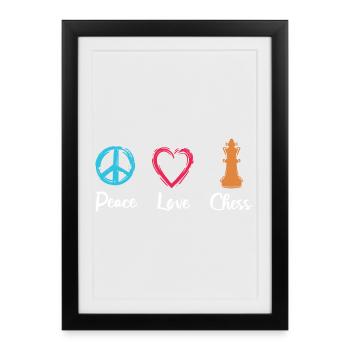 Frieden Liebe Schach - Gerahmtes Poster (27 × 37 cm) - Schwarz - Vorne