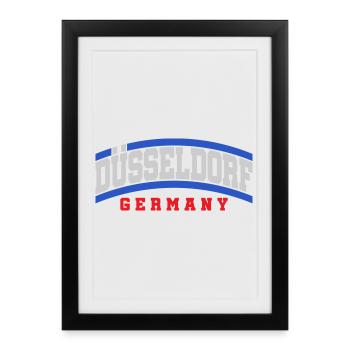 Police de texte de la ville de Düsseldorf | Couleurs changeantes - Affiche encadrée (27 × 37 cm) - noir - Devant