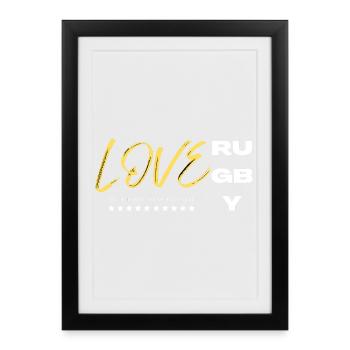 Love rugby yellow - Affiche encadrée (27 × 37 cm) - noir - Devant