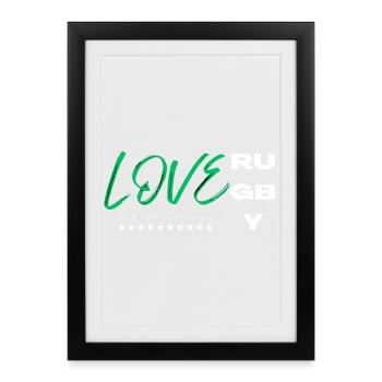 Love rugby green - Affiche encadrée (27 × 37 cm) - noir - Devant