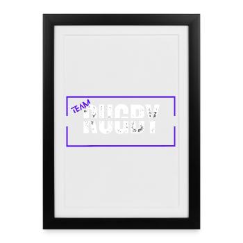 Team rugby blue - Affiche encadrée (27 × 37 cm) - noir - Devant