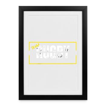 Team rugby yellow - Affiche encadrée (27 × 37 cm) - noir - Devant