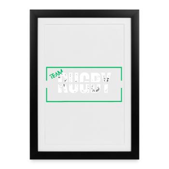 Team rugby green - Affiche encadrée (27 × 37 cm) - noir - Devant