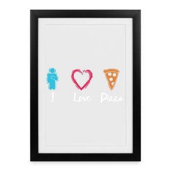 J’adore la pizza - Affiche encadrée (27 × 37 cm) - noir - Devant