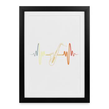 Vintage Saxophone Heartbeat - Framed poster (27 × 37 cm) - black - Front