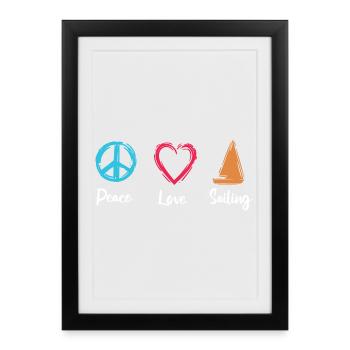 Peace, Love, Sailing - Framed poster (27 × 37 cm) - black - Front
