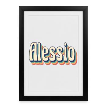 Alessio rétro vintage t-shirt t-shirt cadeau - Affiche encadrée (27 × 37 cm) - noir - Devant