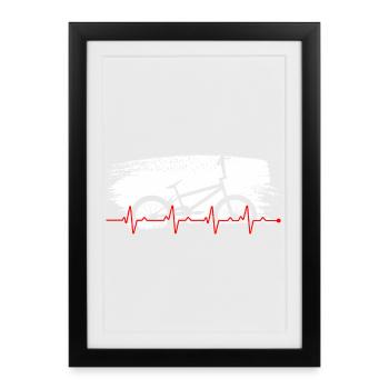 Cycle Heartbeat Bike Graphic - Framed poster (27 × 37 cm) - black - Front