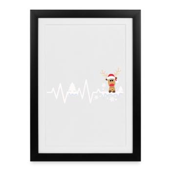 Little Reindeer Heartbeat Moose Christmas Funny - Framed poster (27 × 37 cm) - black - Front