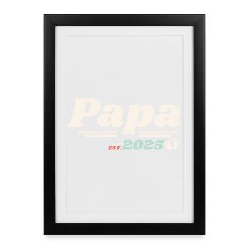 Papa Est 2025 Je vais être un papa style rétro - Affiche encadrée (27 × 37 cm) - noir - Devant