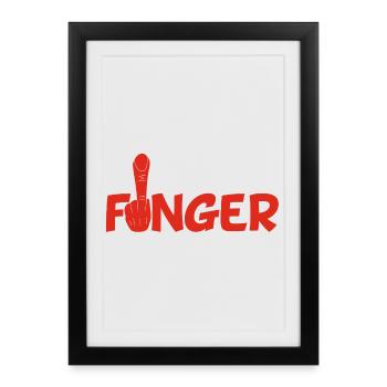 Le doigt (rouge) - Affiche encadrée (27 × 37 cm) - noir - Devant
