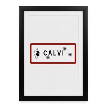 Panneau d’entrée de la ville de Calvi - Affiche encadrée (27 × 37 cm) - noir - Devant