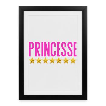 T shirt Princesse Étoilée Rose - Affiche encadrée (27 × 37 cm) - noir - Devant