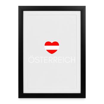 Heart with Austrian flag, Austrian pride - Framed poster (27 × 37 cm) - black - Front