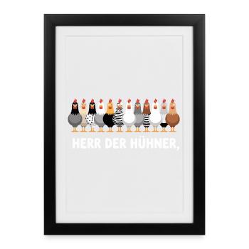 Seigneur des poulets Graphique amusant de poulet - Affiche encadrée (27 × 37 cm) - noir - Devant
