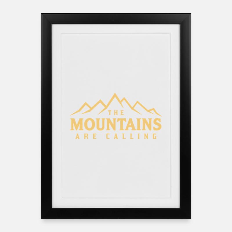 THE MOUNTAINS ARE CALLING Saying Statement - Framed poster (27 × 37 cm) - black