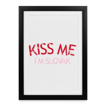 Kiss Me I'm Slovak Graffiti - Framed poster (27 × 37 cm) - black - Front