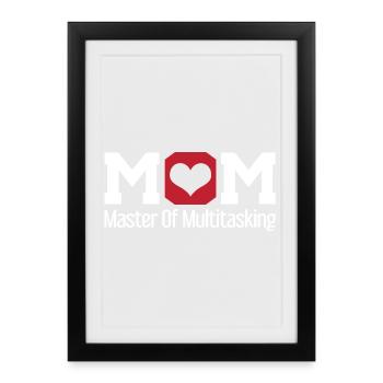 Maman Maître du design multitâche - Affiche encadrée (27 × 37 cm) - noir - Devant