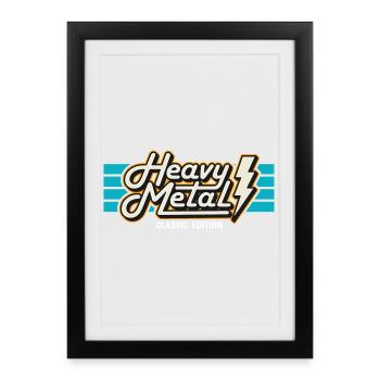Insigne rétro Heavy Metal avec éclairs - Affiche encadrée (27 × 37 cm) - noir - Devant