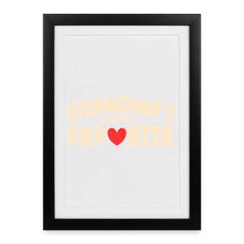Grandma's Favorite Retro Typography, Heart Fun - Affiche encadrée (27 × 37 cm) - noir - Devant