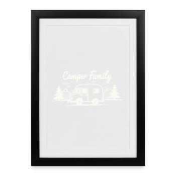 Camper Family Naturidylle - Gerahmtes Poster (27 × 37 cm) - Schwarz - Vorne