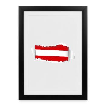 Cracked Austria Flag - Framed poster (27 × 37 cm) - black - Front
