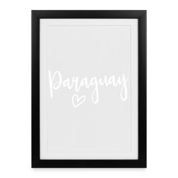 Paraguay Cœur Amour des Femmes Paraguay - Affiche encadrée (27 × 37 cm) - noir - Devant