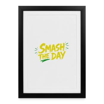SMASH THE DAY Motivation pour le padel et le tennis - Affiche encadrée (27 × 37 cm) - noir - Devant