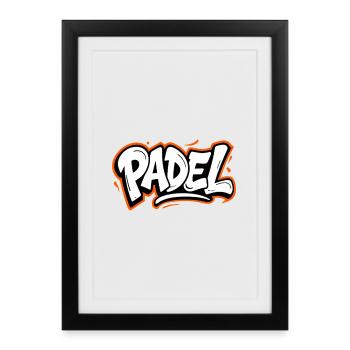 Padel Style Graffiti Style Sport Look Urbain - Affiche encadrée (27 × 37 cm) - noir - Devant