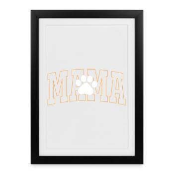 Maman avec empreinte de patte - Affiche encadrée (27 × 37 cm) - noir - Devant