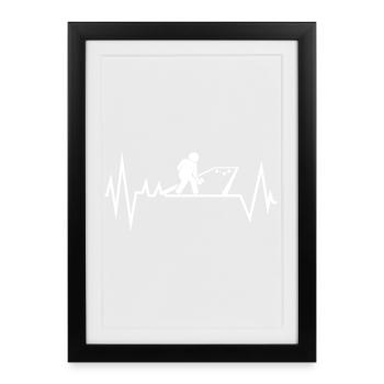 Boccia Heartbeat Design Bouler Petanque Heart Rate - Affiche encadrée (27 × 37 cm) - noir - Devant