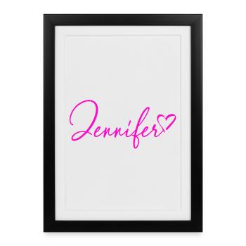 Jennifer Signature Rose Néon - Affiche encadrée (27 × 37 cm) - noir - Devant