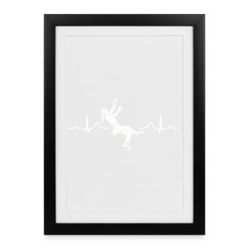 Boulderer heartbeat Bouldering Bouldering - Framed poster (27 × 37 cm) - black - Front