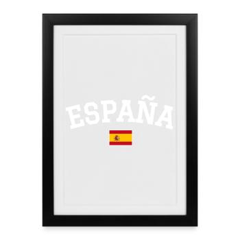 Drapeau espagnol Dessin blanc - Affiche encadrée (27 × 37 cm) - noir - Devant