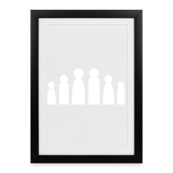 Minimalistische Familie - Silhouette Eltern Kinder - Gerahmtes Poster (27 × 37 cm) - Schwarz - Vorne
