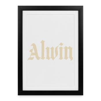 Lettrage gothique Alwin - Affiche encadrée (27 × 37 cm) - noir - Devant