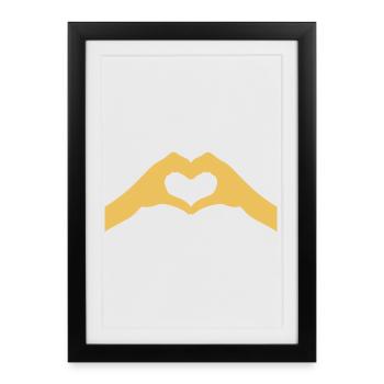 Silhouette des Mains Cœur - Affiche encadrée (27 × 37 cm) - noir - Devant