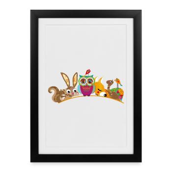 huit animaux de la forêt - Affiche encadrée (27 × 37 cm) - noir - Devant