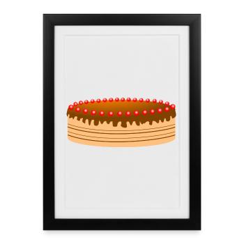 Gâteau au chocolat avec perles de sucre rouge - Affiche encadrée (27 × 37 cm) - noir - Devant
